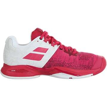 Babolat Women's Propulse Blast All Court Tennis Shoes, White/Vivacious Red (US Size 6.5)