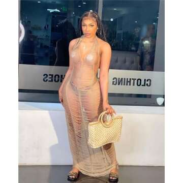 Women Sexy Crochet Swimsuit Cover Up Dress for Summer