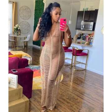 Women Sexy Crochet Swimsuit Cover Up Dress for Summer