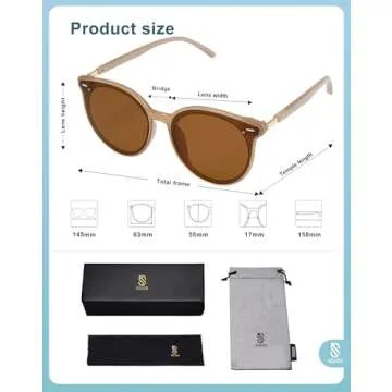 SOJOS Classic Round Sunglasses for Women Men Retro Vintage Large Plastic Frame BLOSSOM SJ2067 with Brown Frame/Brown Lens