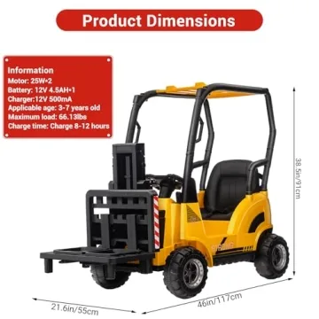 GarveeLife 12V Kids Ride On Forklift with Remote Control