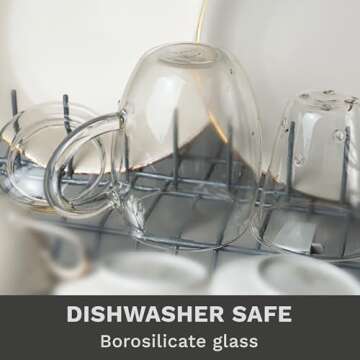 Creano Tea Glass with Infuser and Lid 400ml - Large Tea Cup - Microwave & Dishwasher Safe - Loose Leaf Tea Maker Gift Set