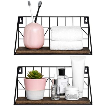 Mkono Floating Shelves Wall Mounted Rustic Wood Set of 2