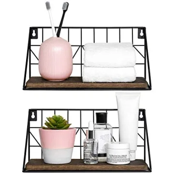 Mkono Floating Shelves Wall Mounted Rustic Wood Set of 2