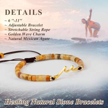 Pealicious Get Well Gifts for Women Inspirational Bracelets, Encouragement Gifts for Cancer Patients, Life Is Tough But So Are You Nature Stone Wave Bracelets, Healing Gifts Cheer Up Gifts for Friends