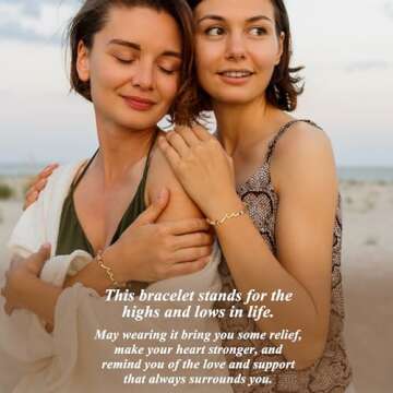 Pealicious Get Well Gifts for Women Inspirational Bracelets, Encouragement Gifts for Cancer Patients, Life Is Tough But So Are You Nature Stone Wave Bracelets, Healing Gifts Cheer Up Gifts for Friends