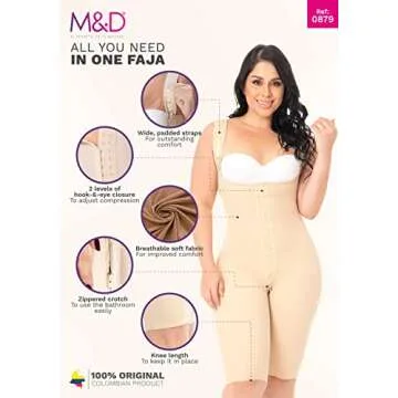 M&D 0879 Post Surgery BBL Compression Garment Fajas Colombiana Post OP Beige M