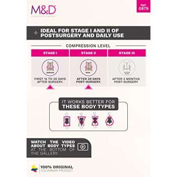 M&D 0879 Post Surgery BBL Compression Garment Fajas Colombiana Post OP Beige M