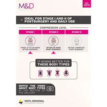 M&D 0879 Post Surgery BBL Compression Garment Fajas Colombiana Post OP Beige M
