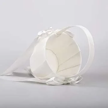 ATAILOVE Flower Girl Basket for Weddings - Cute Cherish Fairy Flower Baskets (Ivory)