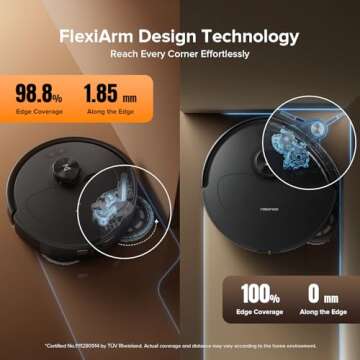 roborock Qrevo Master Robot Vacuum and Mop Combo, 10,000Pa Suction, FlexiArm Design Side Brush & Mop, Auto Mop Washing & Drying, Self-Emptying&Refilling, Dock Self-Cleaning, Obstacle Avoidance, Black