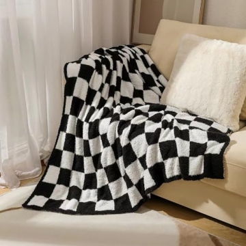 DOOWELL Checkered Soft Knit Blanket Throw for Comfort
