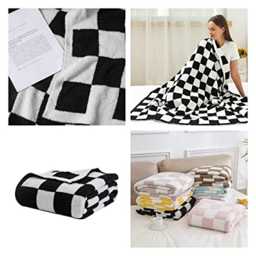 DOOWELL Checkered Soft Knit Blanket Throw for Comfort