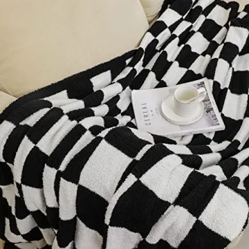 DOOWELL Checkered Soft Knit Blanket Throw for Comfort