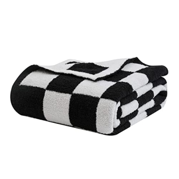 DOOWELL Checkered Soft Knit Blanket Throw for Comfort