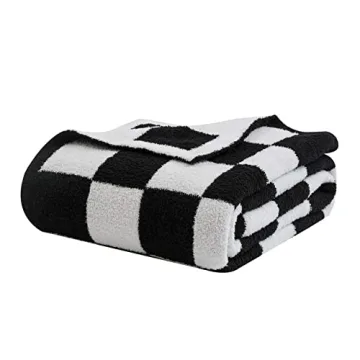 DOOWELL Checkered Soft Knit Blanket Throw for Comfort