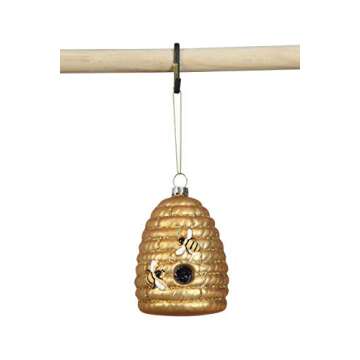 Elegant Gold Glass Beehive Ornament for Holiday Cheer