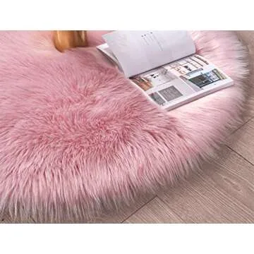 Ultra Soft Round Faux Sheepskin Rug for Kids Room