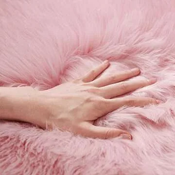 Ultra Soft Round Faux Sheepskin Rug for Kids Room