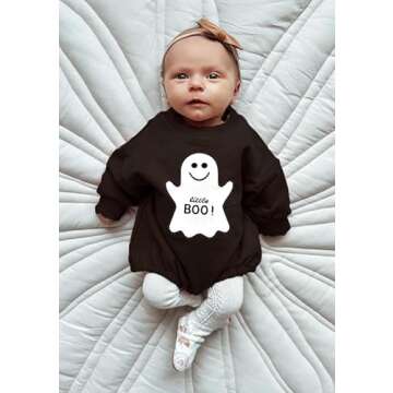 DOSYZTO Toddler Baby Boy Girl Halloween Pumpkin Clothes Ghost Sweatshirt Romper Long Sleeve Oversize...