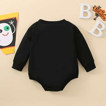 DOSYZTO Toddler Baby Boy Girl Halloween Pumpkin Clothes Ghost Sweatshirt Romper Long Sleeve Oversize Pullover Sweater (Ghost Black,6-12 Months)