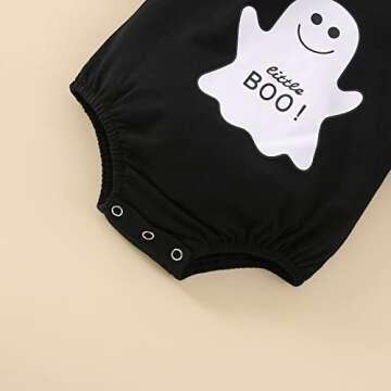 DOSYZTO Toddler Baby Boy Girl Halloween Pumpkin Clothes Ghost Sweatshirt Romper Long Sleeve Oversize Pullover Sweater (Ghost Black,6-12 Months)