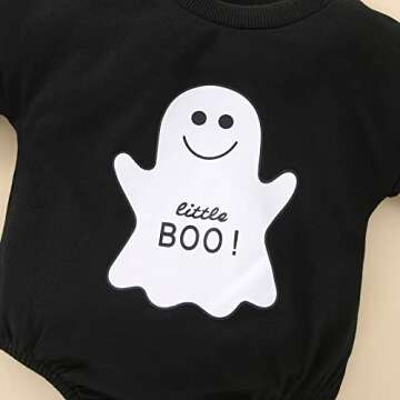DOSYZTO Toddler Baby Boy Girl Halloween Pumpkin Clothes Ghost Sweatshirt Romper Long Sleeve Oversize Pullover Sweater (Ghost Black,6-12 Months)