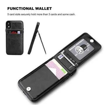 KIHUWEY Compatible with iPhone XR Case Wallet with Credit Card Holder, Premium Leather Magnetic Clasp Kickstand Heavy Duty Protective Cover for iPhone XR 6.1 Inch(Black)