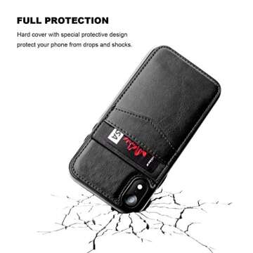 KIHUWEY Compatible with iPhone XR Case Wallet with Credit Card Holder, Premium Leather Magnetic Clasp Kickstand Heavy Duty Protective Cover for iPhone XR 6.1 Inch(Black)