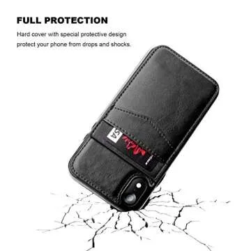 KIHUWEY Compatible with iPhone XR Case Wallet with Credit Card Holder, Premium Leather Magnetic Clasp Kickstand Heavy Duty Protective Cover for iPhone XR 6.1 Inch(Black)