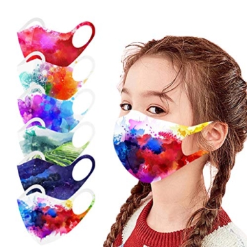 BOFFO 12 Pcs kids Colorful Dye Print Face_Masks Fashion Protective,Reusable and Breathable Washable ...