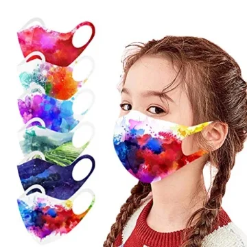 BOFFO 12 Pcs kids Colorful Dye Print Face_Masks Fashion Protective,Reusable and Breathable Washable ...