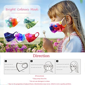 BOFFO 12 Pcs kids Colorful Dye Print Face_Masks Fashion Protective,Reusable and Breathable Washable Comfortable Face cotton fabric gifts for Boys Girls for School Outdoor