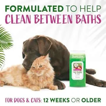TropiClean Dog Wipes for Paws, Butt, Face, and Body, Anytime Cleaning and Deodorizing Pet Wipes, Safe for Licking, Berry Scent, Cat Safe, 100ct
