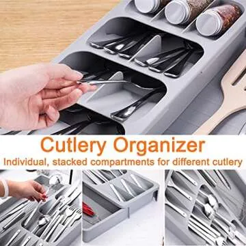 Sazoemao Kitchen Drawer Organizer for Cutlery Storage