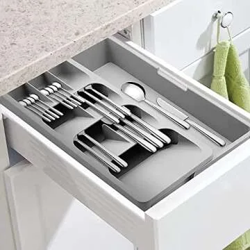 Sazoemao Kitchen Drawer Organizer for Cutlery Storage
