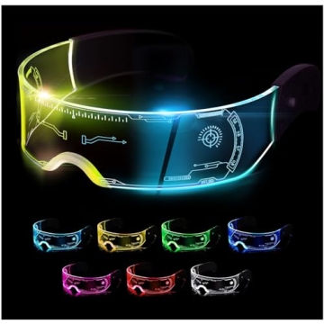 Led Glasses Light Up Glasses Led Visor Glasses 7 Colors and 4 Modes, Cyberpunk Glasses for Halloween...
