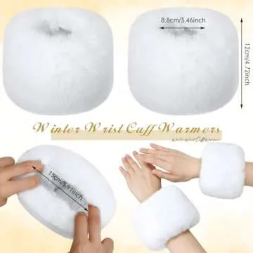 SATINIOR Faux Fur Short Wrist Cuff Winter Fuzzy Wrist Cuff Warmers for Women Girls Favors(White)