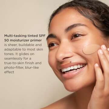 IMAGE Skincare, PREVENTION+ Daily Perfecting Primer SPF 50, Tinted Zinc Oxide Face Priming Sunscreen Lotion, Leaves No White Cast, 1 oz