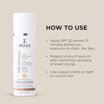 IMAGE Skincare, PREVENTION+ Daily Perfecting Primer SPF 50, Tinted Zinc Oxide Face Priming Sunscreen Lotion, Leaves No White Cast, 1 oz