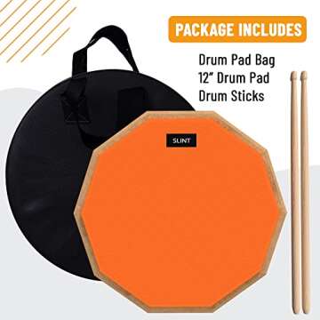 SLINT Drum Practice Pad, 12" Drum Pad 2 Surfaces - Double-Sided Practice Drum Pad Set, Practice Pad ...
