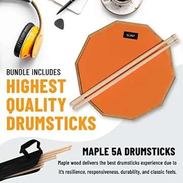 SLINT Drum Practice Pad, 12" Drum Pad 2 Surfaces - Double-Sided Practice Drum Pad Set, Practice Pad for Beginners - Snare Drum Practice Pad - Drum Pad For Kids (Full Drum Pad Kit with 4" Snare Drum)