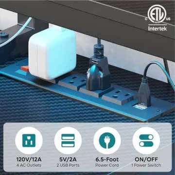 Bestier Gaming Desk with LED Power Outlets for Home