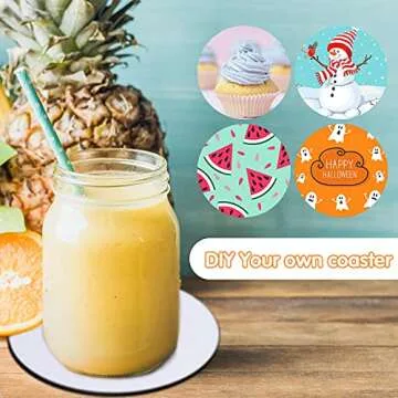 16 Pieces Sublimation Blank Cup Coasters Bulk 4x4 Inch Round Blank Cup Mat Rubber Circle Cup Mat for Sublimation Transfer DIY Crafts Printing Heat Press Gift