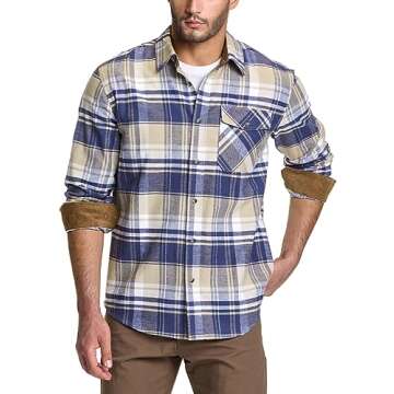 CQR Men's All Cotton Flannel Shirt, Long Sleeve Casual Button Down Plaid Shirt, Brushed Soft Outdoor...