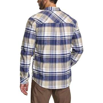 CQR Men's All Cotton Flannel Shirt, Long Sleeve Casual Button Down Plaid Shirt, Brushed Soft Outdoor Tactical Work Shirts, Plaid Sedimentary Blue, XX-Large