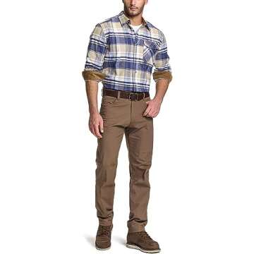 CQR Men's All Cotton Flannel Shirt, Long Sleeve Casual Button Down Plaid Shirt, Brushed Soft Outdoor Tactical Work Shirts, Plaid Sedimentary Blue, XX-Large