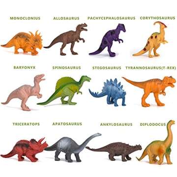 Kids Dinosaur Figures Toys, 7 Inch 12 Pack Jumbo Plastic Dinosaur Playset, STEM Educational Realistic Dinosaur Figurine for Boys Girls Toddlers