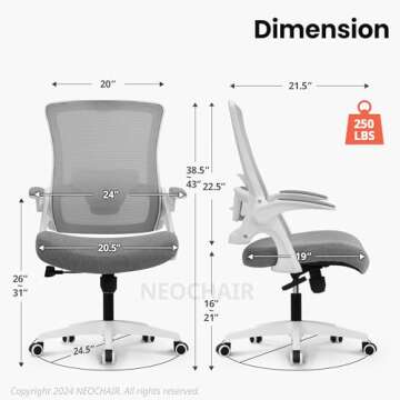 NEO CHAIR High Back Mesh Chair Adjustable Height and Ergonomic Design Home Office Computer Desk Chai...