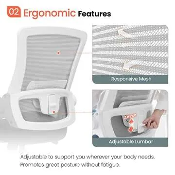 NEO CHAIR High Back Mesh Chair Adjustable Height and Ergonomic Design Home Office Computer Desk Chair Executive Lumbar Support Padded Flip-up Armrest Swivel Chair (Grey)